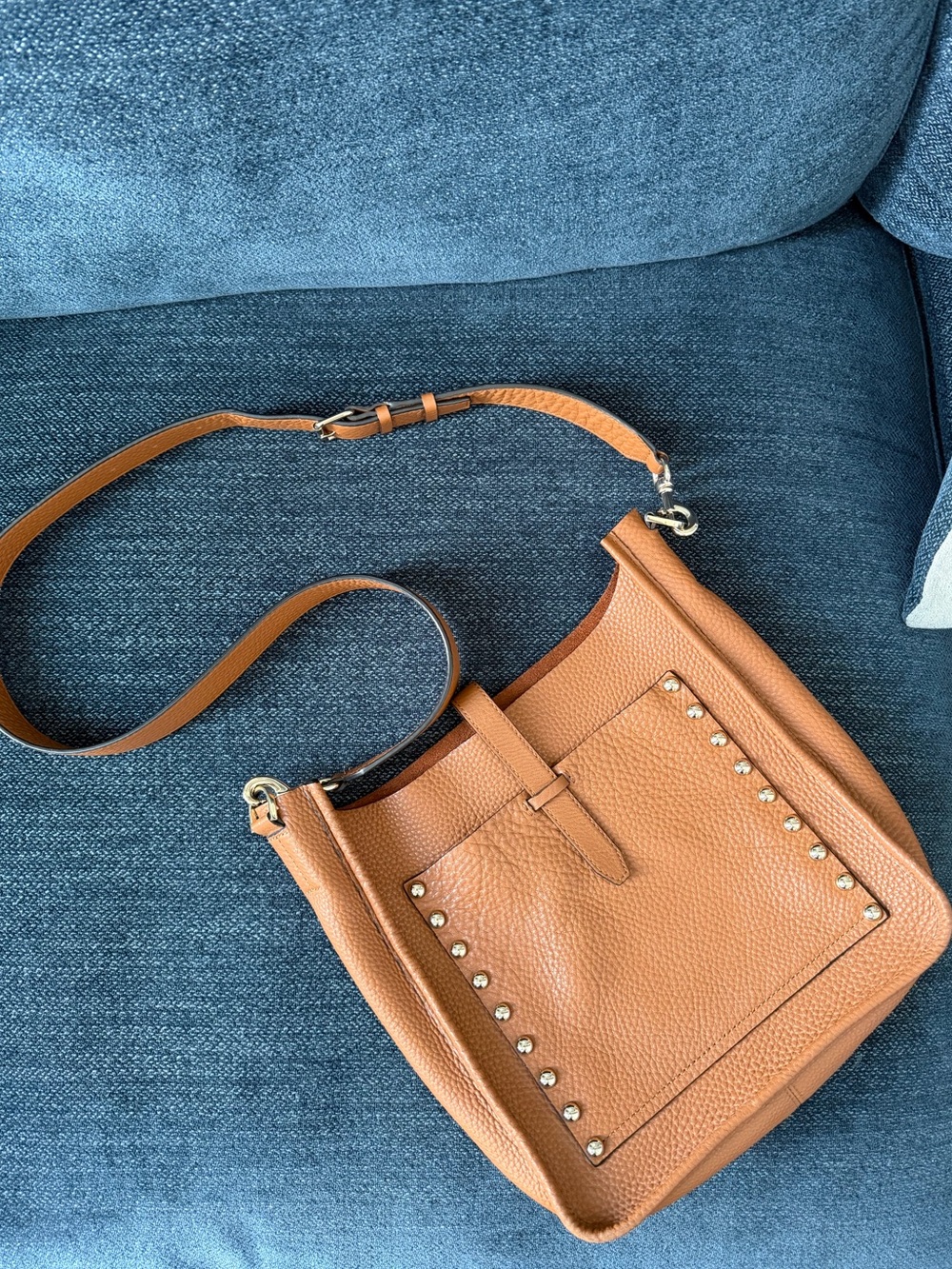 Rebecca Minkoff studded brown pebbled leather bag
